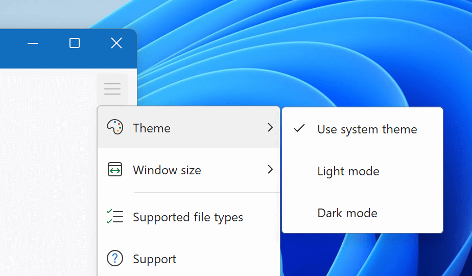 User Interface Settings Menu